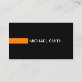 Tarjeta De Visita Naranja moderno elegante y sencillo negro