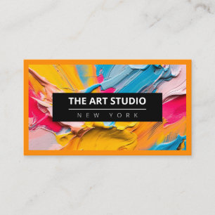 Tarjeta De Visita Naranja Moderno Nombre Artesanía Arte Estudio