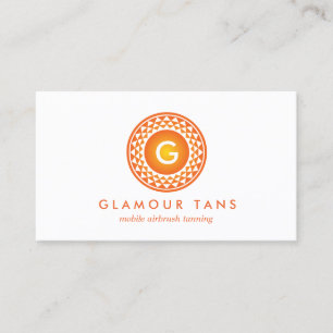 Tarjeta De Visita NARANJA MODERNO SUN LOGO MONOGRAM para TANNING SAL