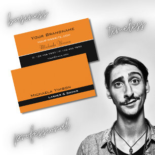 Tarjeta De Visita Naranja moderno y Moda negra Profesional simple