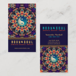 Tarjeta De Visita Naranja morado Mandala Este YinYang Nueva Era