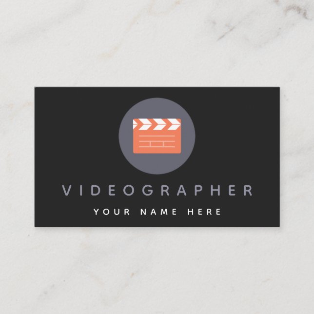 Tarjeta De Visita Naranja Movie Clapper Board Videographer Film Slat (Anverso)