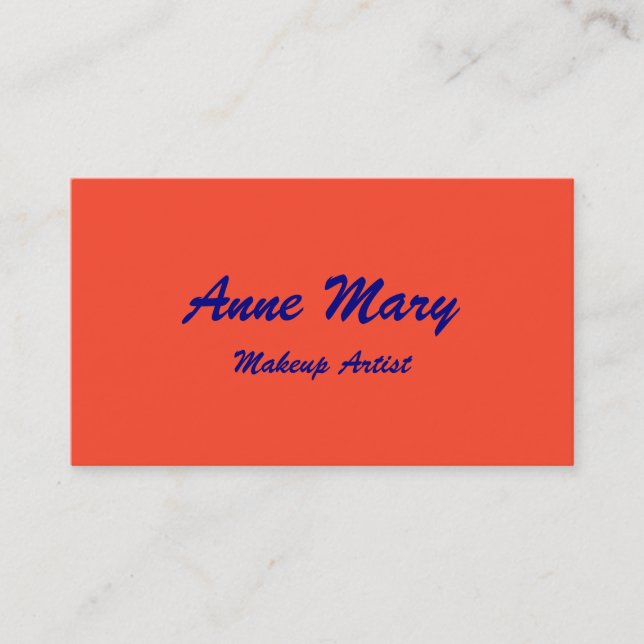 Tarjeta De Visita Naranja Navy Artista de maquillaje Azul Salón de b (Anverso)