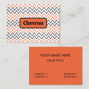 Tarjeta De Visita Naranja Negro Chevron Zigzag