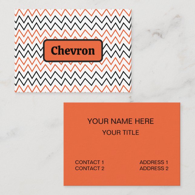 Tarjeta De Visita Naranja Negro Chevron Zigzag (Anverso / Reverso)