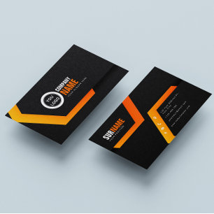 Tarjeta De Visita Naranja negro elegante moderno