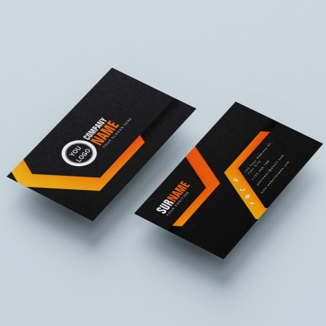 Tarjeta De Visita Naranja negro elegante moderno (Subido por el creador)