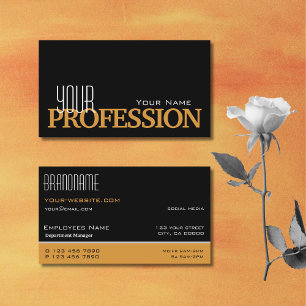 Tarjeta De Visita Naranja negro elegante simple y profesional