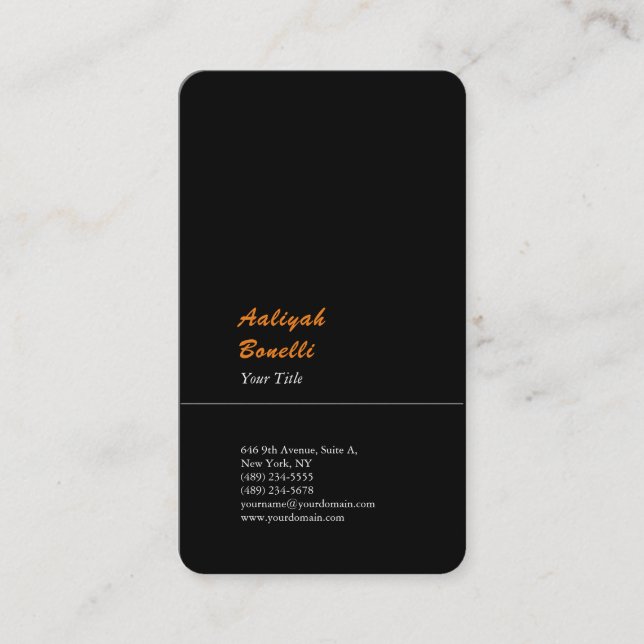 Tarjeta De Visita Naranja negro profesional moderno y llano minimali (Anverso)