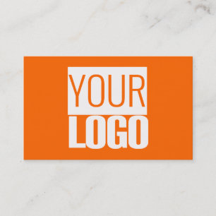 Tarjeta De Visita naranja neón - agrega tu logotipo en negrita