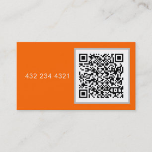Tarjeta De Visita naranja neón - código QR en negrita