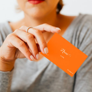Tarjeta De Visita naranja neón - escritura elegante