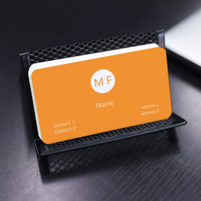 Tarjeta De Visita naranja neón monogramado (Subido por el creador)
