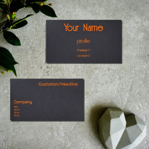 tarjeta de visita naranja neón y negro