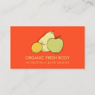Tarjeta De Visita Naranja Nutricionista dietista de fruta fresca