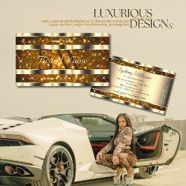 Tarjeta De Visita Naranja Ojo Captura Oro Estrellas Purpurinas Monog