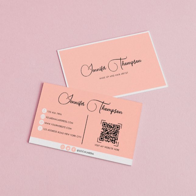 Tarjeta De Visita Naranja Palo Profesional Script QR Code Busines (Subido por el creador)