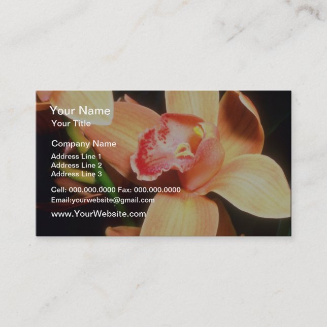 Tarjeta De Visita Naranja Peach Orquídea (Anverso)