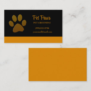 Tarjeta De Visita Naranja Perro Paw en el servicio de Grooming Masco