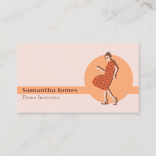 Tarjeta De Visita Naranja Personalizado de Baile Retro