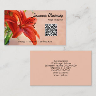 Tarjeta De Visita Naranja Personalizado de fotos  QR Código Instruct