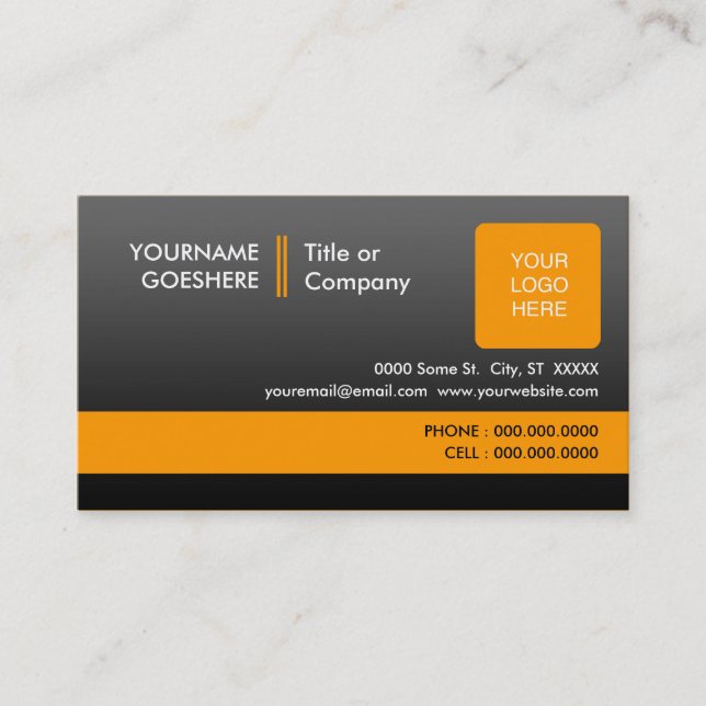 Tarjeta De Visita naranja profesional 2: (2-sided): (Anverso)