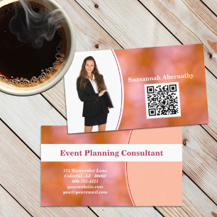 Tarjeta De Visita Naranja profesional Bokeh Blur Personalizado Foto 