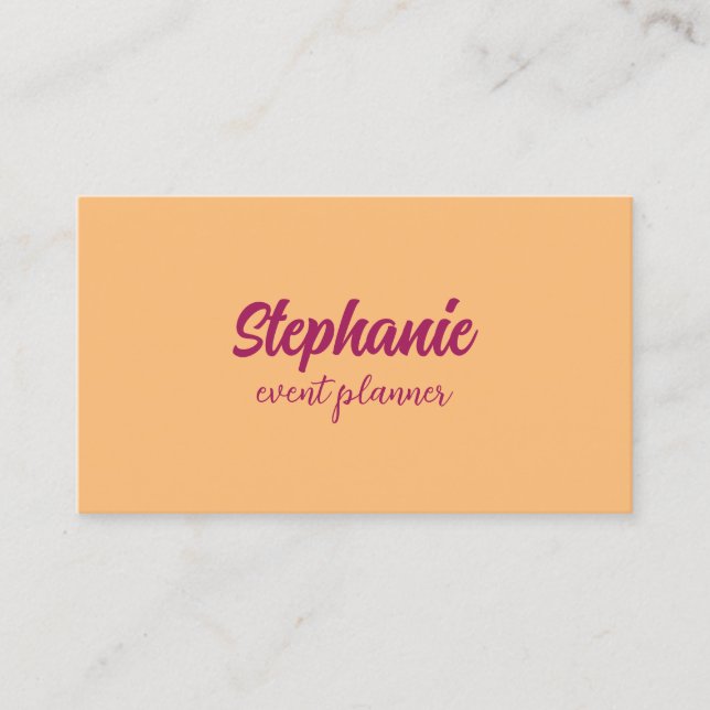 Tarjeta De Visita Naranja profesional moderno rosa simple elegante (Anverso)