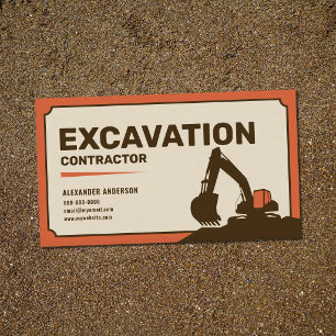 Tarjeta De Visita Naranja Profundo y Marrón - Contratista de Excavac