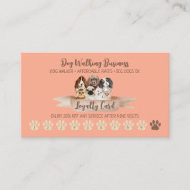Tarjeta De Visita Naranja Punch Dog Walker Loyalty Discount Paw