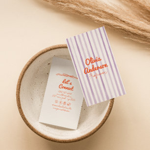 Tarjeta De Visita Naranja Púrpura Escrito A Mano Whimsy Boho Único