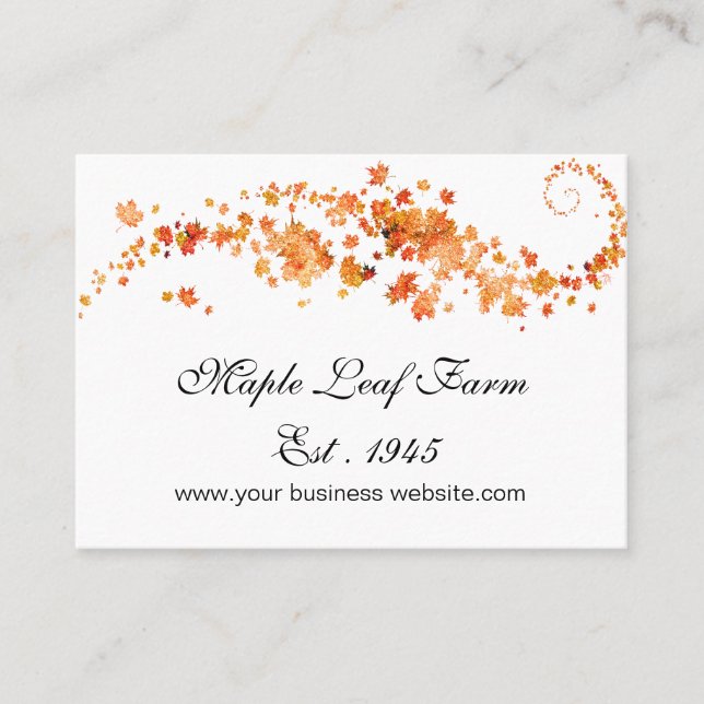 Tarjeta De Visita Naranja purpurina Maple Leaf  (Anverso)