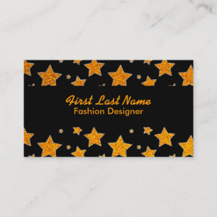 Tarjeta De Visita Naranja purpurina negro estrellas personalizados t
