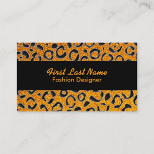 Tarjeta De Visita Naranja purpurina negro manchas leopardo cartas pe