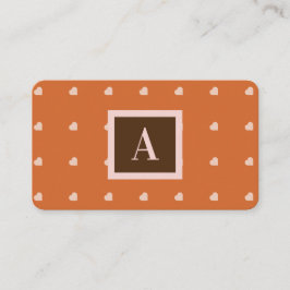 Tarjeta De Visita Naranja quemado Mini corazón fondo monograma
