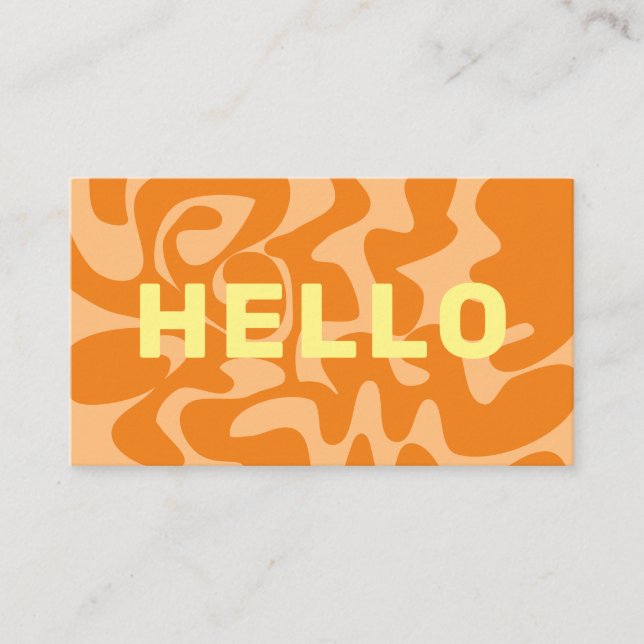 Tarjeta De Visita Naranja retro pastel limón amarillo negro Hola (Anverso)