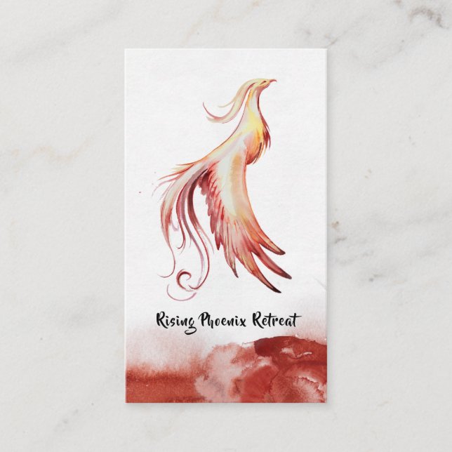 Tarjeta De Visita *~* Naranja Rojo Borgoña Feathers Phoenix Flames (Anverso)