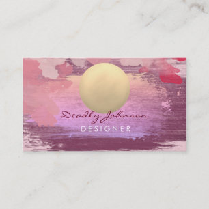 Tarjeta De Visita Naranja rosa de pintura de color acuático moderno