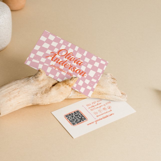 Tarjeta De Visita Naranja Rosa Retro Controlado Groovy Girly Código  (Subido por el creador)