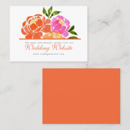 Tarjeta De Visita Naranja Rosado Caliente Boda Floral