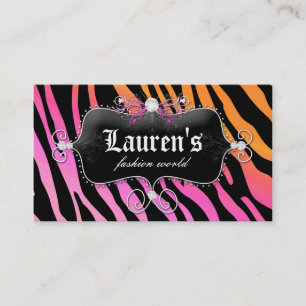 Tarjeta De Visita Naranja rosado moderno de la joyería de la cebra