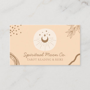 Tarjeta De Visita Naranja Rubor Moon Stars Spiritual Reiki