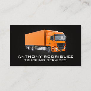 Tarjeta De Visita Naranja Semi Truck   Transporte logístico