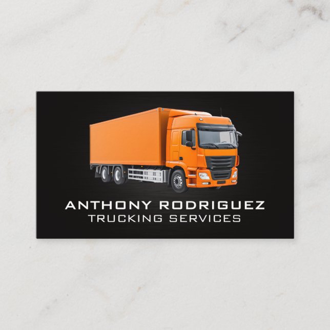 Tarjeta De Visita Naranja Semi Truck | Transporte logístico (Anverso)