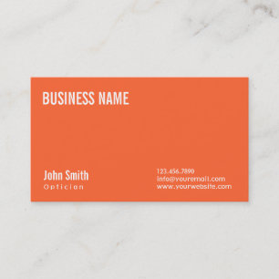 Tarjeta De Visita Naranja sencillo Optician Business Card