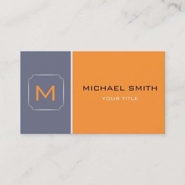 Tarjeta De Visita Naranja sencillo y elegante gris profesional moder (Anverso)