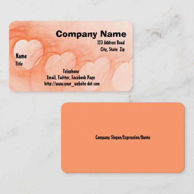 Tarjeta De Visita Naranja Silky Resumen Línea Cardíaca (Anverso / Reverso)