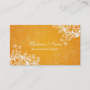 Tarjeta De Visita Naranja simple de la voluta del vintage