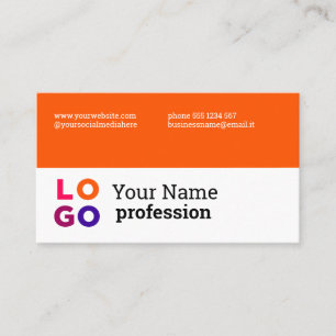 Tarjeta De Visita Naranja simple de su Personalizado de logotipos de