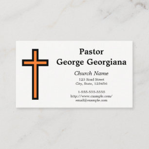 Tarjeta De Visita Naranja simple y auto cruzado cristiano negro